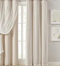 100% Blackout Curtains for Bedroom, Double Layer Ivory Curtains, Black Out Curtain 96 inch Long with Sheer Overlay for Living Room, Room Darkening Window Drapes with Grommet, 52" W x 96" L