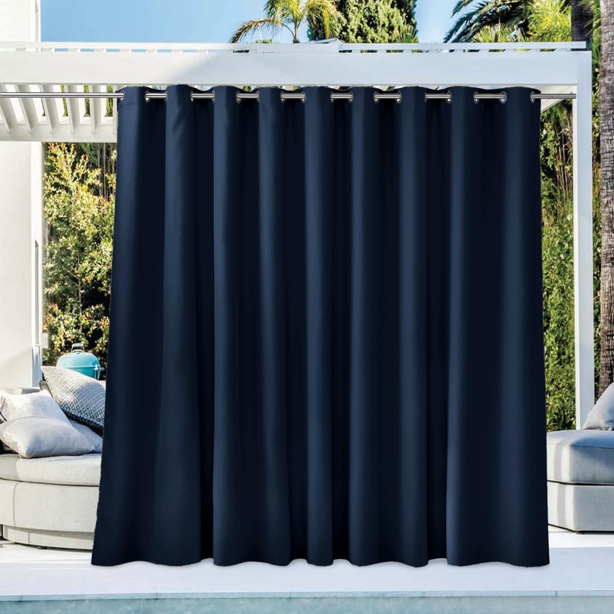 NICETOWN Fade Resistant Outdoor Curtains for Patio 84 inch Long, Grade 4 Color Fastness Fade-Proof Waterproof Outside Curtains, Thermal UV Protection Sun Shades for Porch, W52 x L84, 2 Panels, Grey