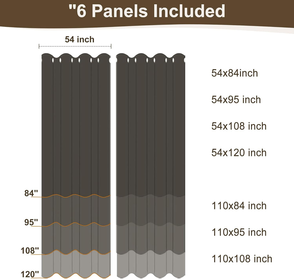 HolidayIdeas Waterproof Patio Outdoor Curtains with Rod Pocket, 6 Pcs- UV & Privacy Protect Weatherproof Gazebo Outdoor Drapes for Porch, Balcony, Apartment, Sliding Glass Door, White, 54x84 Inch