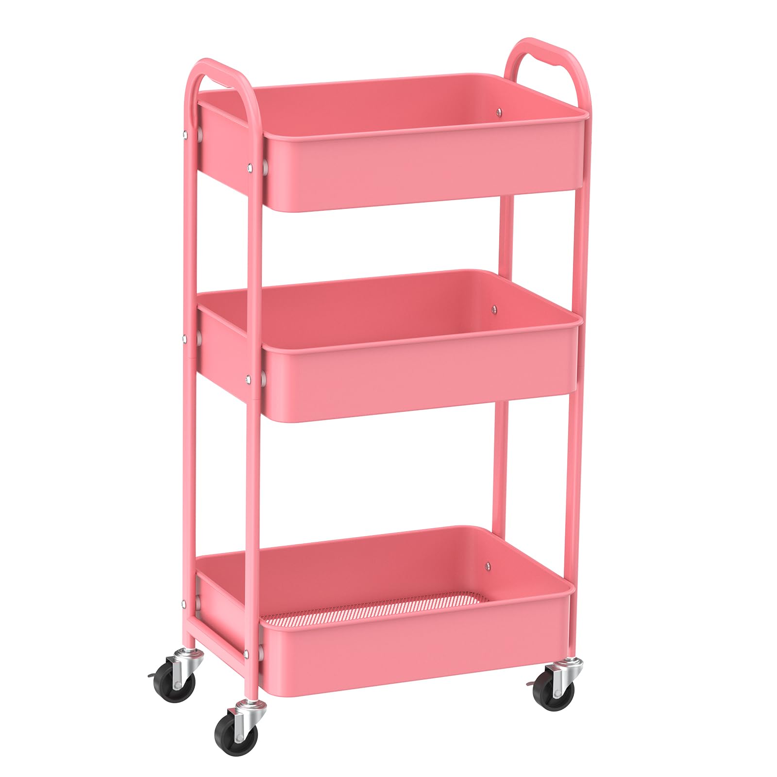 3-Tier Rolling Utility Cart with Caster Wheels,Easy Assembly, for Kitchen, Bathroom (Black)