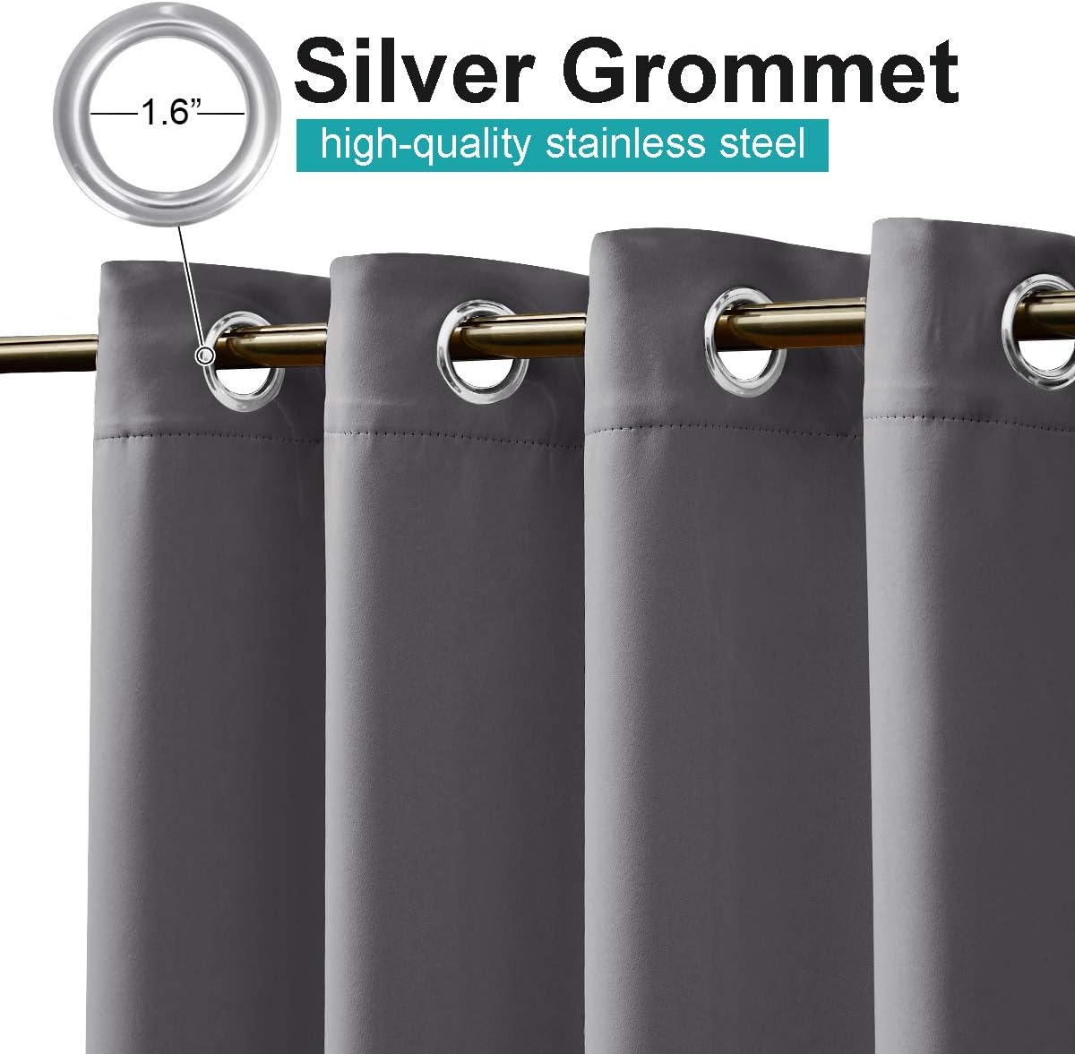 NICETOWN Fade Resistant Outdoor Curtains for Patio 84 inch Long, Grade 4 Color Fastness Fade-Proof Waterproof Outside Curtains, Thermal UV Protection Sun Shades for Porch, W52 x L84, 2 Panels, Grey