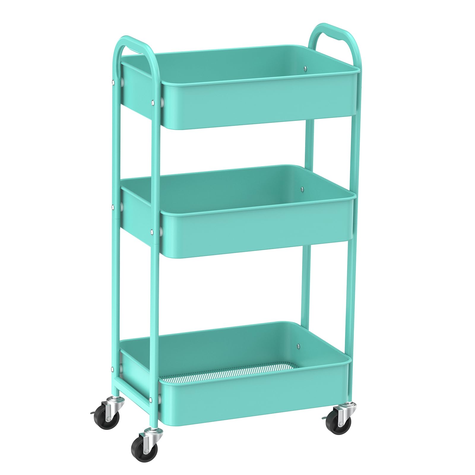 3-Tier Rolling Utility Cart with Caster Wheels,Easy Assembly, for Kitchen, Bathroom (Black)