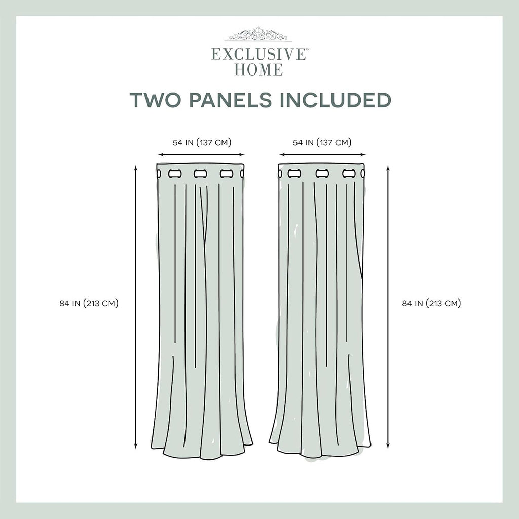 EXCLUSIVE HOME Kochi Light Filtering Linen Blend Grommet Top Curtain Panel Pair, 54"x84", Teal