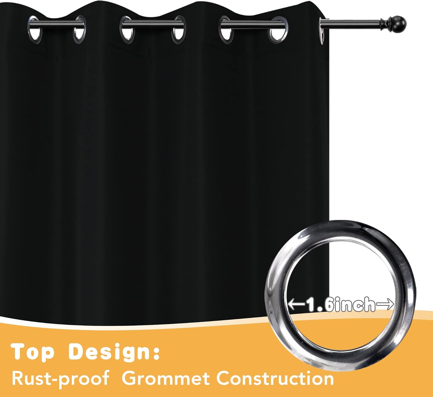 HolidayIdeas Outdoor Curtains for Patio Waterproof, 4 Panels - 54 x 84 Inch - Privacy Protection & Light Filtering Curtains Black Grommet Outside Curtains for Porch, Gazebo, Pergola, Backyard