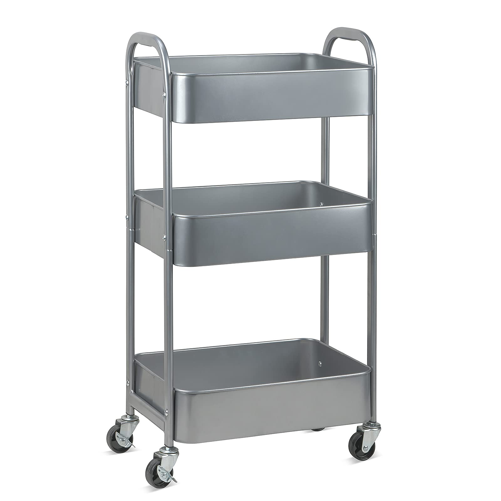 3-Tier Rolling Utility Cart with Caster Wheels,Easy Assembly, for Kitchen, Bathroom (Black)