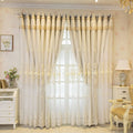 Amidoudou 2 Panels Luxury Embroidered European Double Layer Curtains, 52x90 Inch Grey Drapes for Living Room & Bedroom