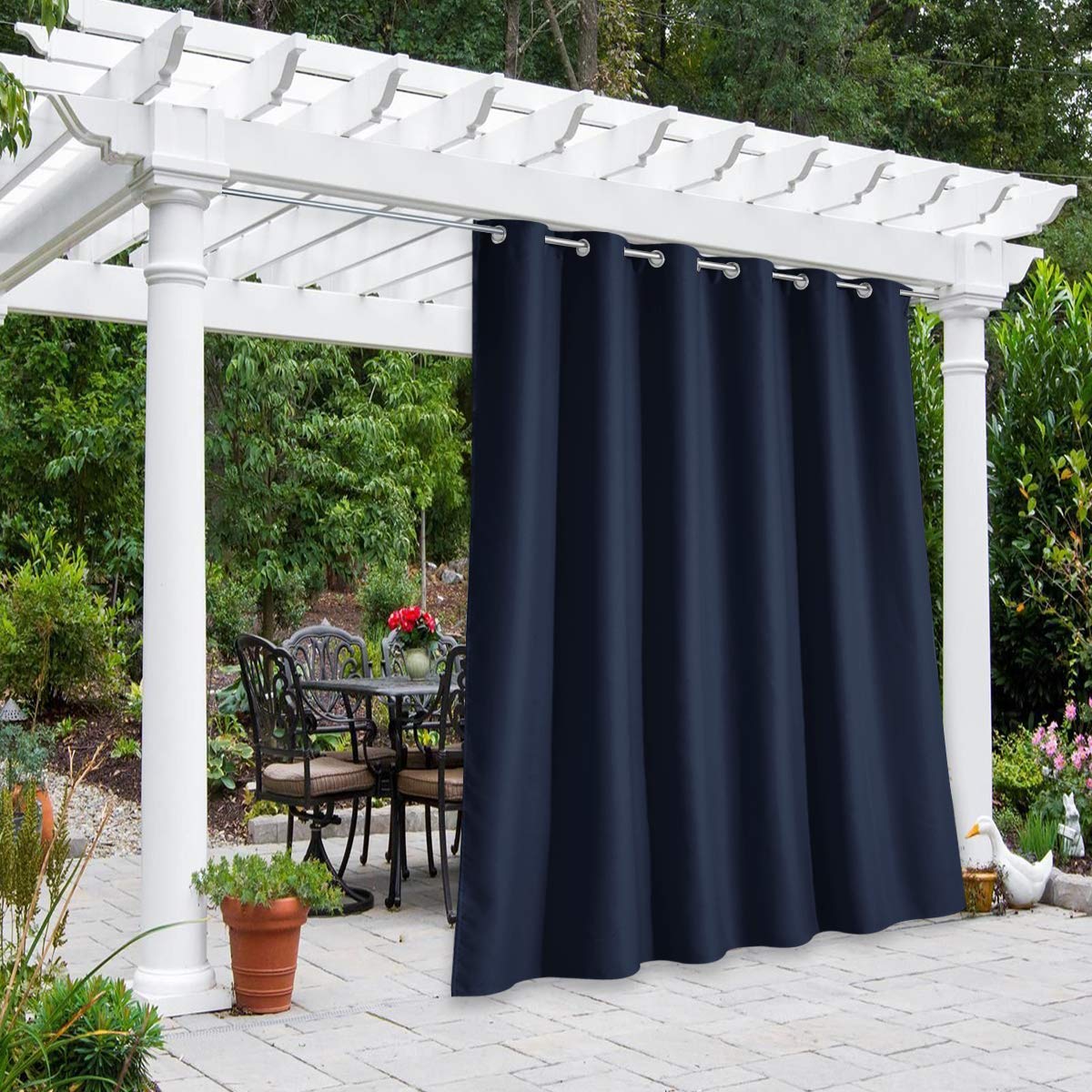 NICETOWN Fade Resistant Outdoor Curtains for Patio 84 inch Long, Grade 4 Color Fastness Fade-Proof Waterproof Outside Curtains, Thermal UV Protection Sun Shades for Porch, W52 x L84, 2 Panels, Grey