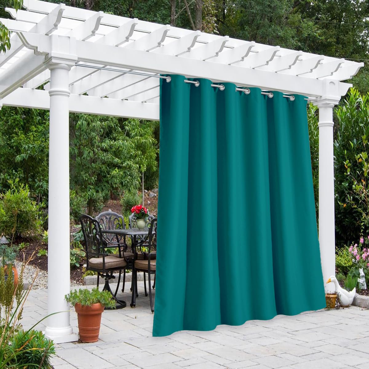NICETOWN Fade Resistant Outdoor Curtains for Patio 84 inch Long, Grade 4 Color Fastness Fade-Proof Waterproof Outside Curtains, Thermal UV Protection Sun Shades for Porch, W52 x L84, 2 Panels, Grey