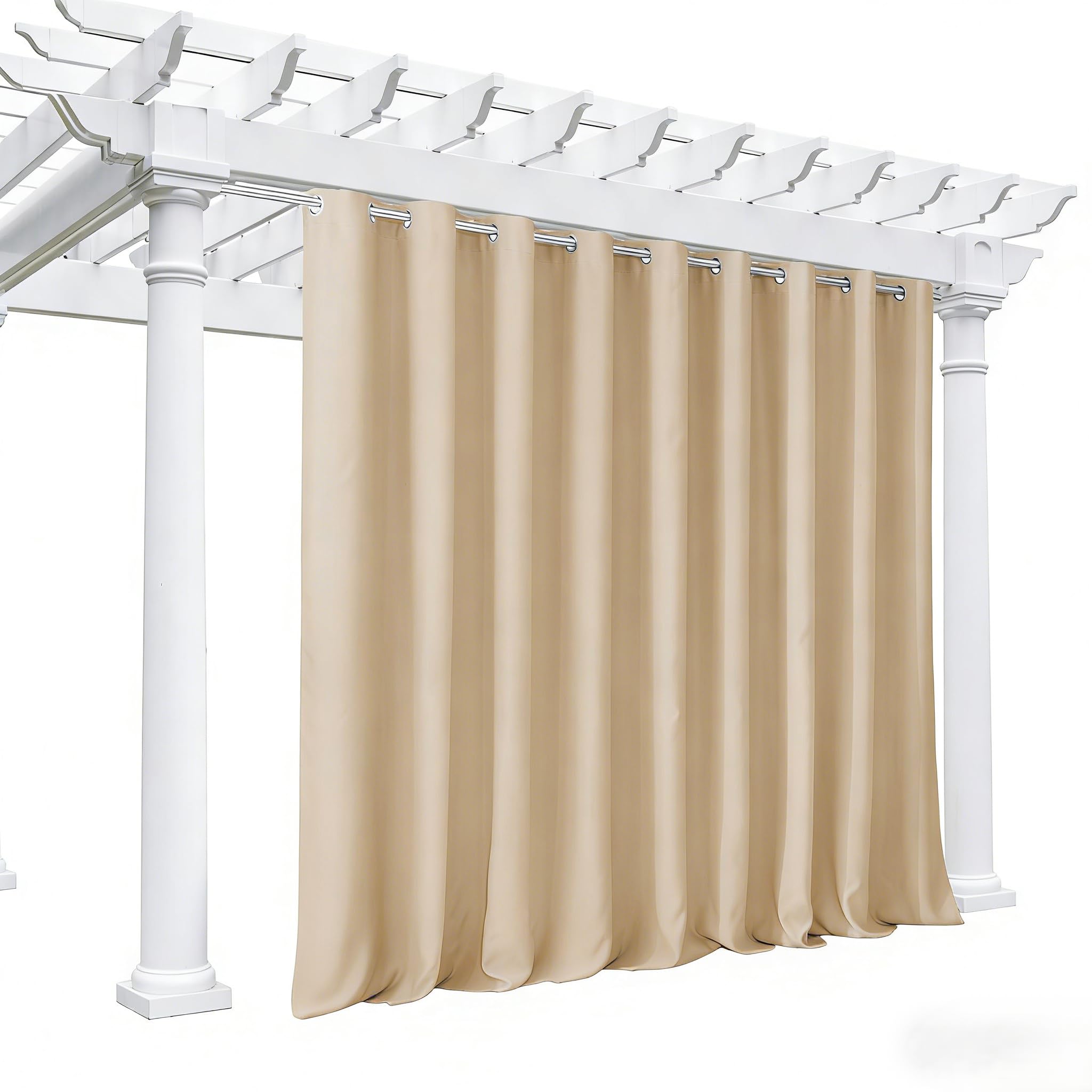NICETOWN Fade Resistant Outdoor Curtains for Patio 84 inch Long, Grade 4 Color Fastness Fade-Proof Waterproof Outside Curtains, Thermal UV Protection Sun Shades for Porch, W52 x L84, 2 Panels, Grey