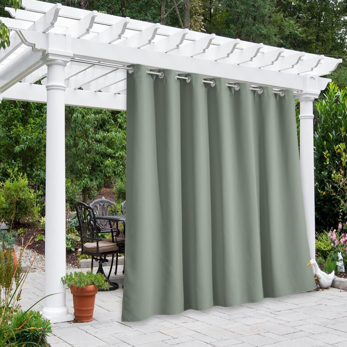 NICETOWN Fade Resistant Outdoor Curtains for Patio 84 inch Long, Grade 4 Color Fastness Fade-Proof Waterproof Outside Curtains, Thermal UV Protection Sun Shades for Porch, W52 x L84, 2 Panels, Grey