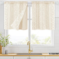 ASPMIZ Linen Curtains for Bedroom, Double Layered Boho Curtain for Living Room Farmhouse Curtain 84 Inch Length 2 Panels Set, Rustic Curtains & Drapes Rod Pocket with Tiebacks, 52 x 84 Inch, Beige