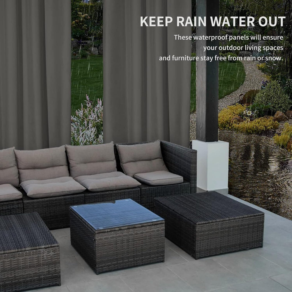 Easy-Going 100% Waterproof Outdoor Curtains Windproof Weatherproof Porch Curtains, Premium Thick Outdoor Privacy Grommet Top Panels for Patio, Gazebo and Pergola, 2 Panels, 54x84 inch, Dark Grey