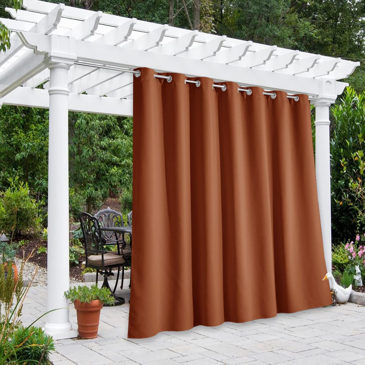 NICETOWN Fade Resistant Outdoor Curtains for Patio 84 inch Long, Grade 4 Color Fastness Fade-Proof Waterproof Outside Curtains, Thermal UV Protection Sun Shades for Porch, W52 x L84, 2 Panels, Grey