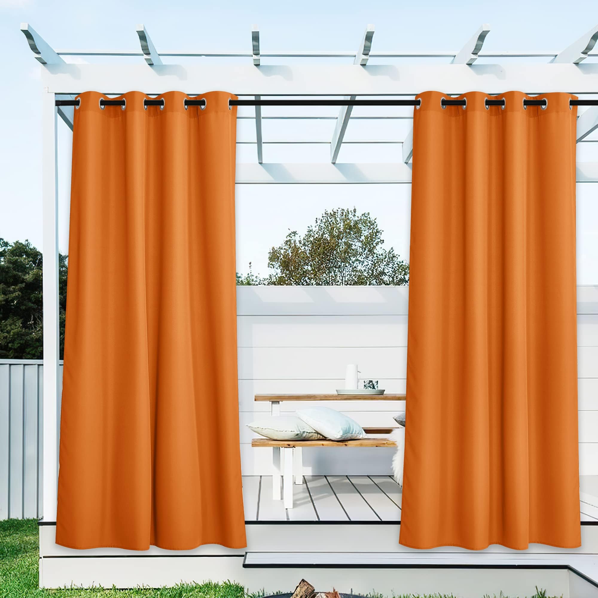 NICETOWN Fade Resistant Outdoor Curtains for Patio 84 inch Long, Grade 4 Color Fastness Fade-Proof Waterproof Outside Curtains, Thermal UV Protection Sun Shades for Porch, W52 x L84, 2 Panels, Grey