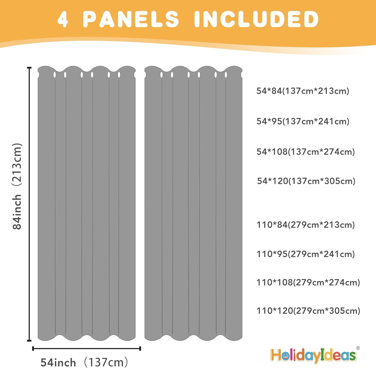 HolidayIdeas Outdoor Curtains for Patio Waterproof, 4 Panels - 54 x 84 Inch - Privacy Protection & Light Filtering Curtains Black Grommet Outside Curtains for Porch, Gazebo, Pergola, Backyard