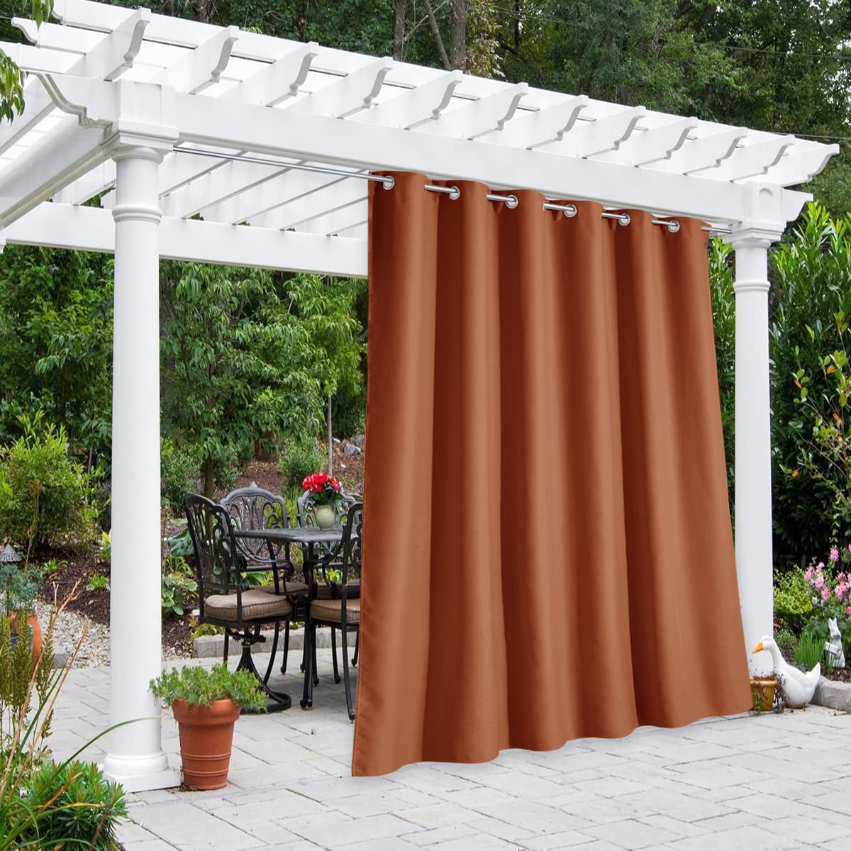 NICETOWN Fade Resistant Outdoor Curtains for Patio 84 inch Long, Grade 4 Color Fastness Fade-Proof Waterproof Outside Curtains, Thermal UV Protection Sun Shades for Porch, W52 x L84, 2 Panels, Grey