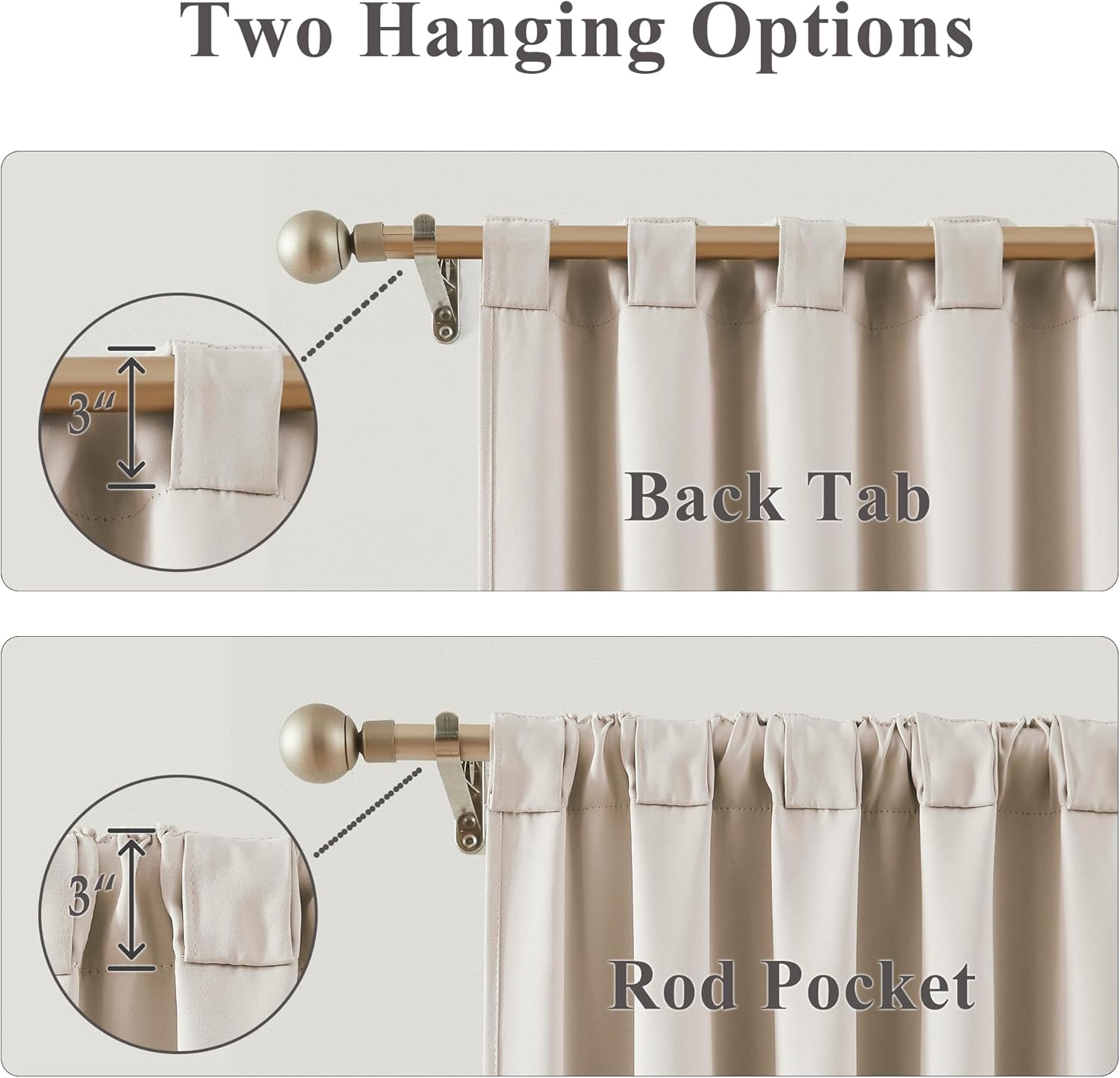 Bujasso Beige 80% Blackout Curtains with Sheer Overlay Mix and Match Double Layer Thermal Insulated Window Panels 84 inch for Bedroom Beige Drapes with Tiebacks Rod Pocket Back Tab 37" Wx84 Lx2