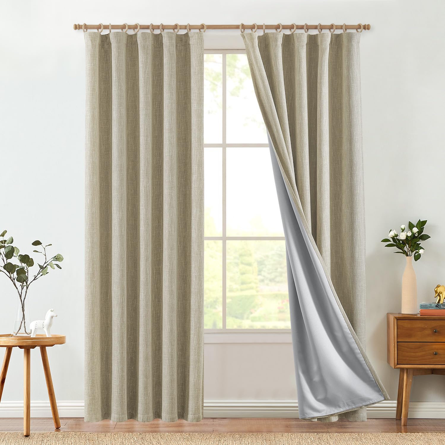 jinchan Blue Printed Curtains 63 Inch Length for Living Room Grommet Jacquard Curtains with Herringbone Pattern Modern Room Darkening Drapes Bedroom Window Curtain Set 2 Panels