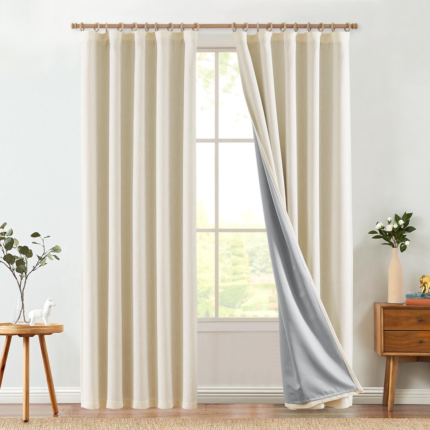 jinchan Blue Printed Curtains 63 Inch Length for Living Room Grommet Jacquard Curtains with Herringbone Pattern Modern Room Darkening Drapes Bedroom Window Curtain Set 2 Panels