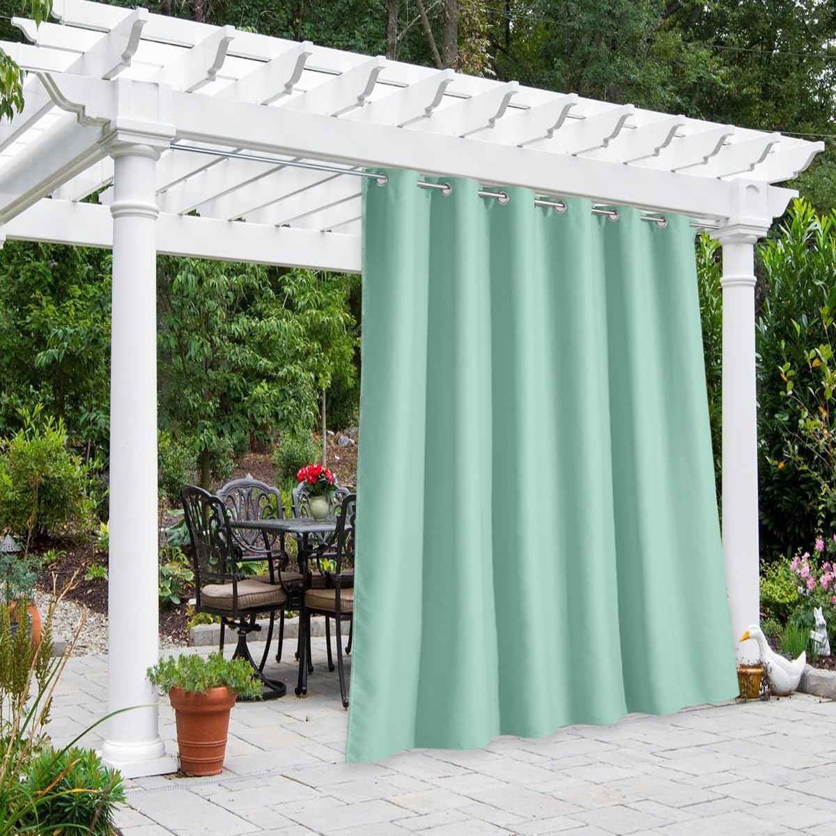 NICETOWN Fade Resistant Outdoor Curtains for Patio 84 inch Long, Grade 4 Color Fastness Fade-Proof Waterproof Outside Curtains, Thermal UV Protection Sun Shades for Porch, W52 x L84, 2 Panels, Grey