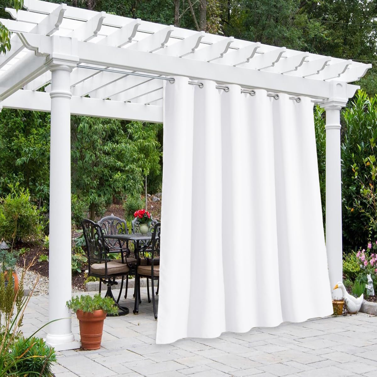 NICETOWN Fade Resistant Outdoor Curtains for Patio 84 inch Long, Grade 4 Color Fastness Fade-Proof Waterproof Outside Curtains, Thermal UV Protection Sun Shades for Porch, W52 x L84, 2 Panels, Grey