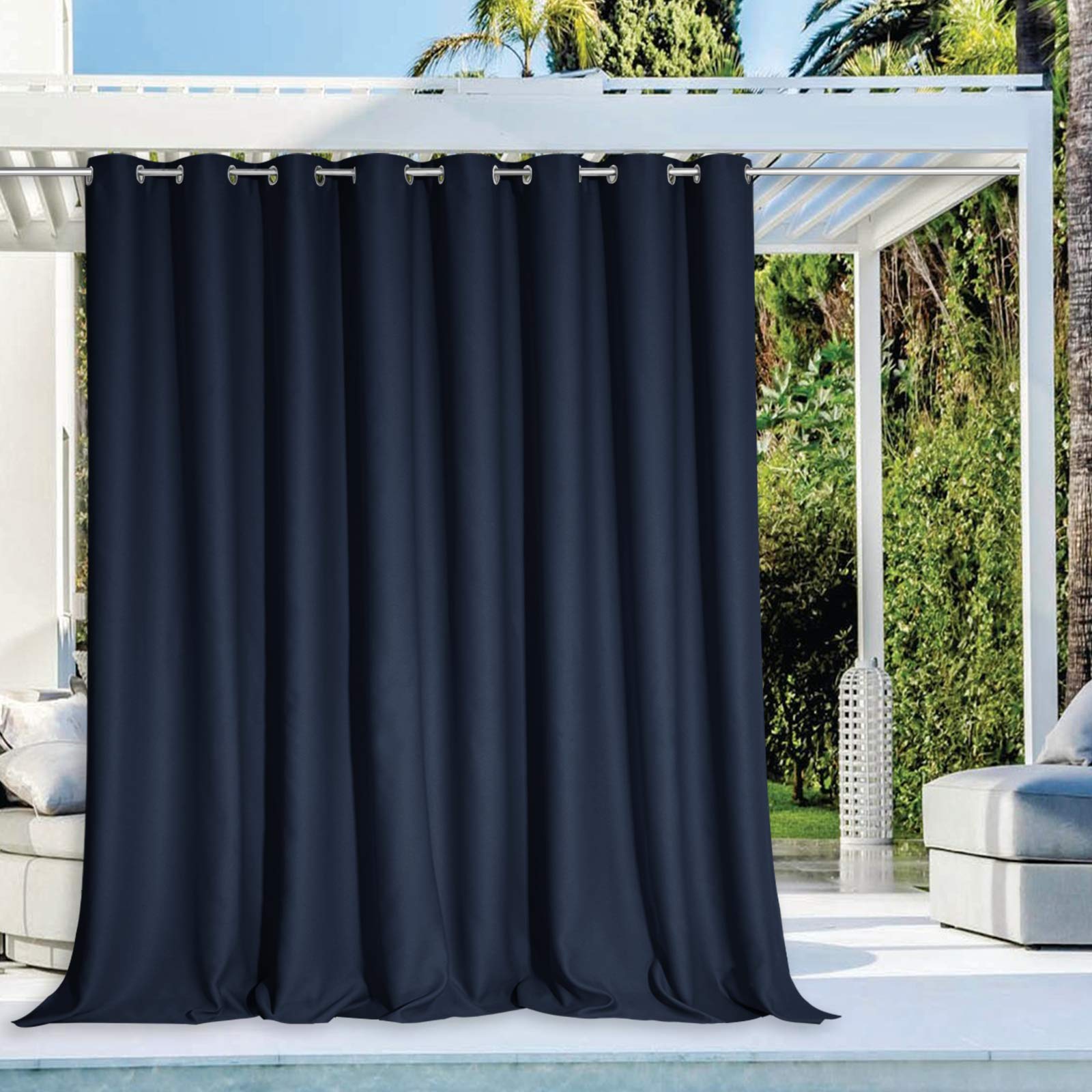 NICETOWN Fade Resistant Outdoor Curtains for Patio 84 inch Long, Grade 4 Color Fastness Fade-Proof Waterproof Outside Curtains, Thermal UV Protection Sun Shades for Porch, W52 x L84, 2 Panels, Grey