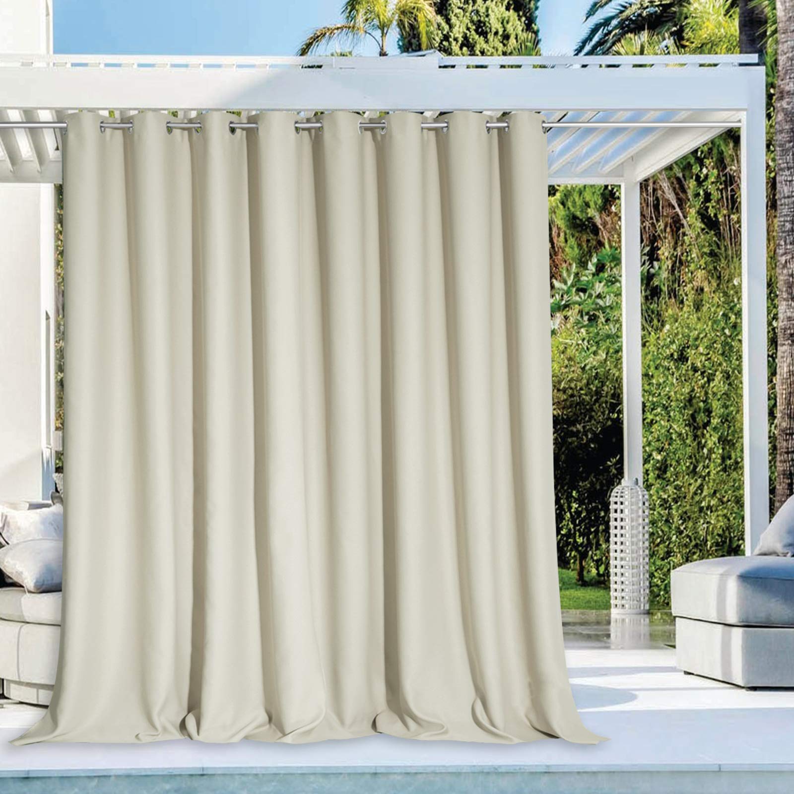 NICETOWN Fade Resistant Outdoor Curtains for Patio 84 inch Long, Grade 4 Color Fastness Fade-Proof Waterproof Outside Curtains, Thermal UV Protection Sun Shades for Porch, W52 x L84, 2 Panels, Grey