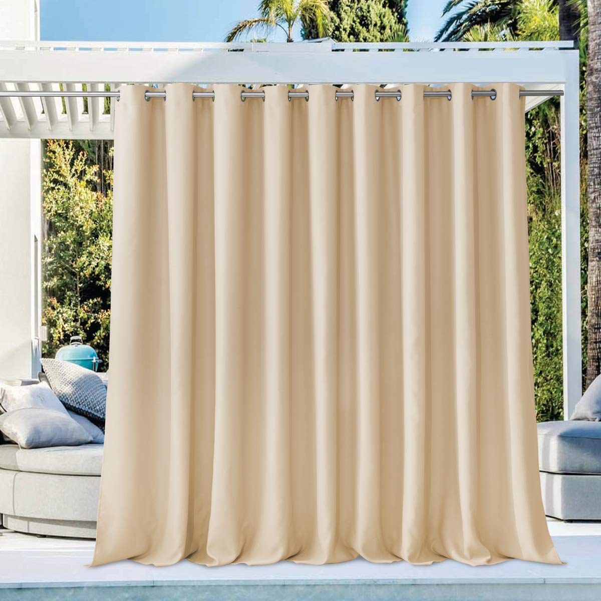 NICETOWN Fade Resistant Outdoor Curtains for Patio 84 inch Long, Grade 4 Color Fastness Fade-Proof Waterproof Outside Curtains, Thermal UV Protection Sun Shades for Porch, W52 x L84, 2 Panels, Grey
