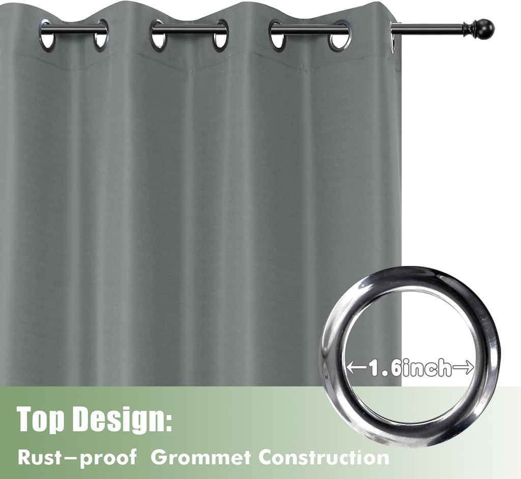 HolidayIdeas Outdoor Curtains for Patio Waterproof, 8 Panels - 54x84 Inches - Weatherproof Privacy Outsides Curtains for Cabana Porch Pergola, Sunlight & UV Blocking (Grey, Grommet Top)