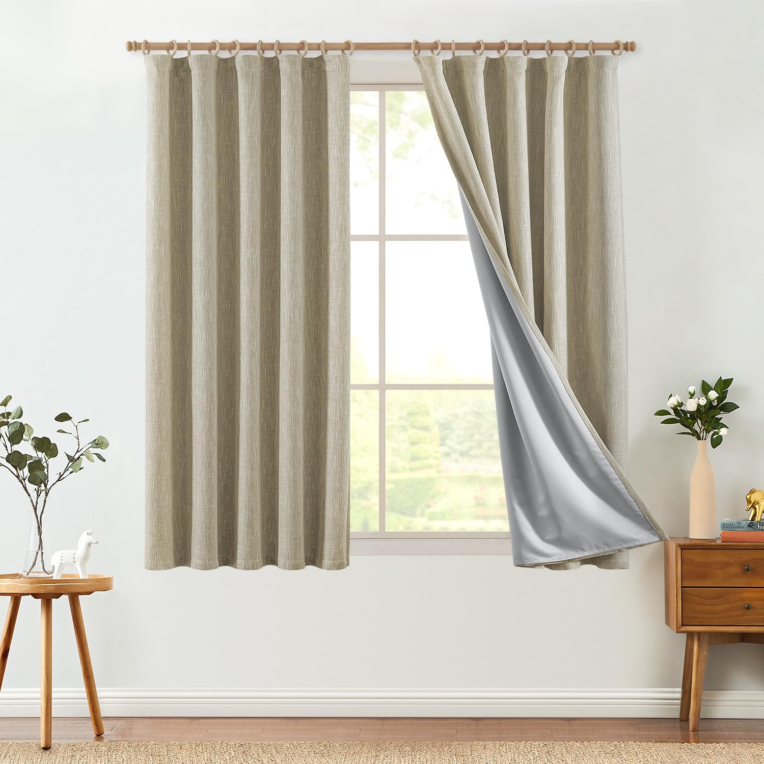jinchan Blue Printed Curtains 63 Inch Length for Living Room Grommet Jacquard Curtains with Herringbone Pattern Modern Room Darkening Drapes Bedroom Window Curtain Set 2 Panels