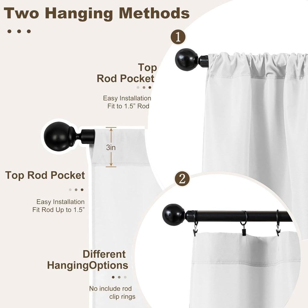 HolidayIdeas Waterproof Patio Outdoor Curtains with Rod Pocket, 6 Pcs- UV & Privacy Protect Weatherproof Gazebo Outdoor Drapes for Porch, Balcony, Apartment, Sliding Glass Door, White, 54x84 Inch