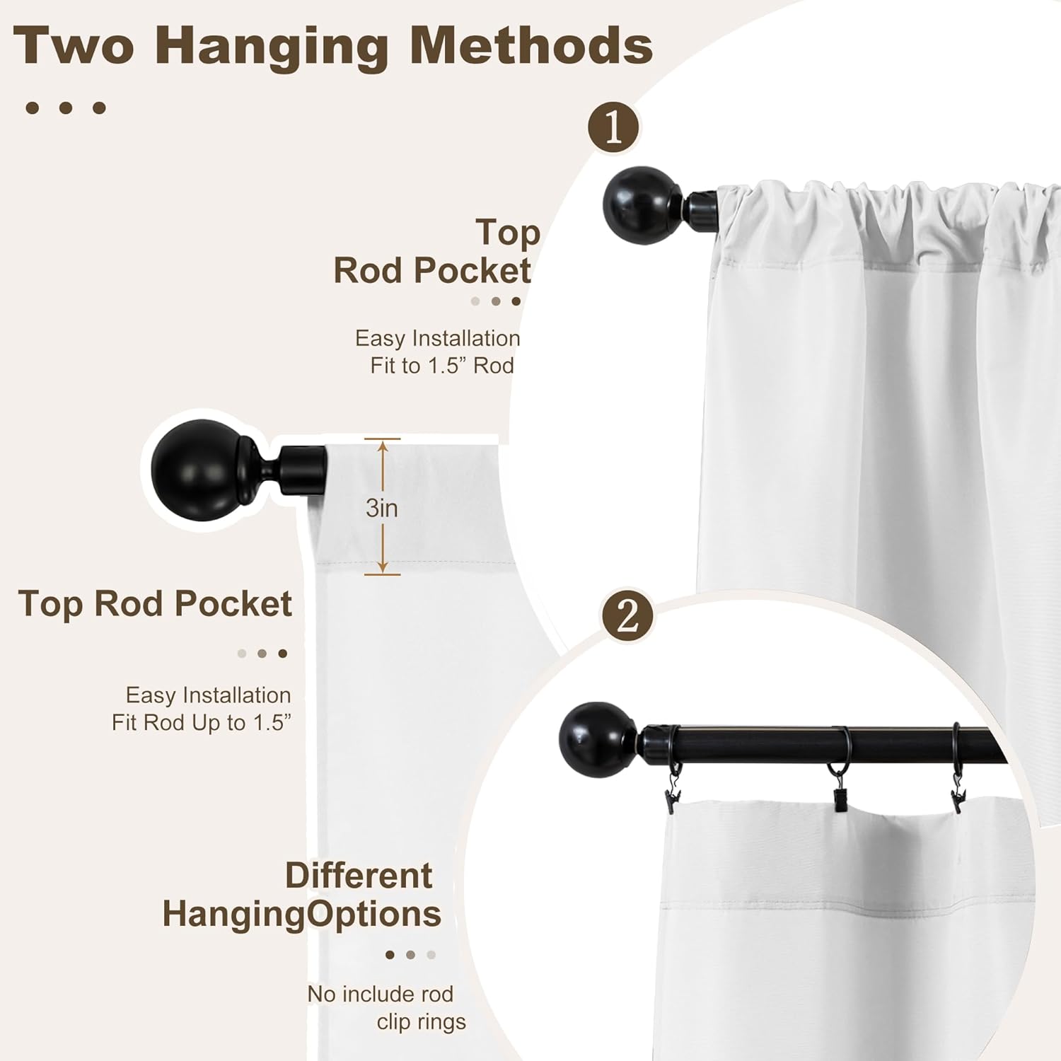 HolidayIdeas Waterproof Patio Outdoor Curtains with Rod Pocket, 6 Pcs- UV & Privacy Protect Weatherproof Gazebo Outdoor Drapes for Porch, Balcony, Apartment, Sliding Glass Door, White, 54x84 Inch