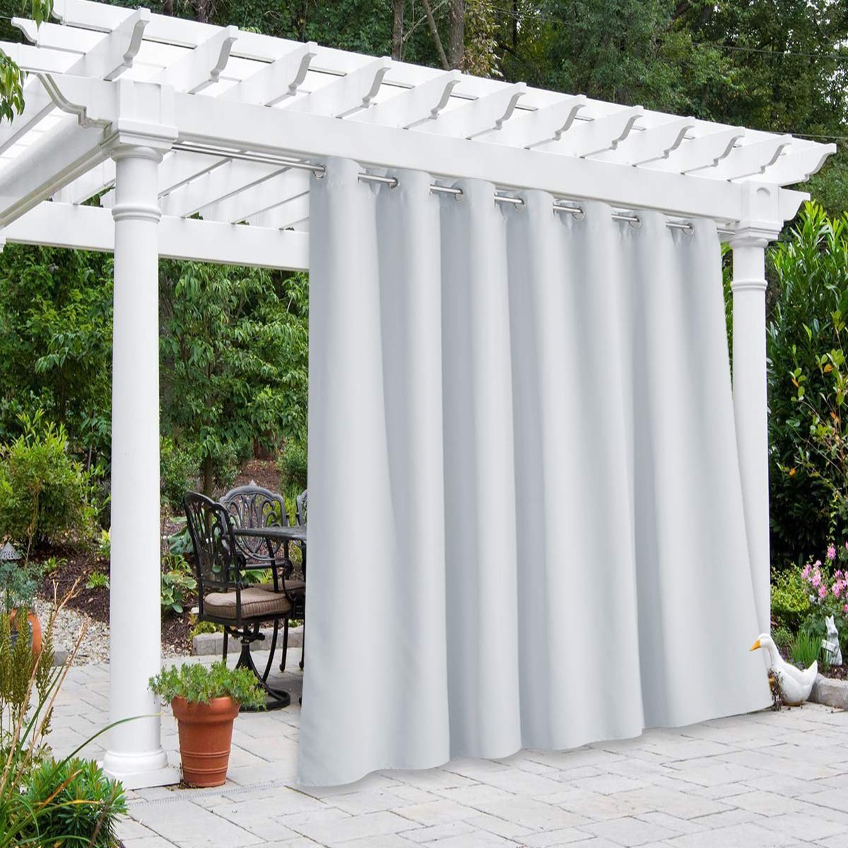 NICETOWN Fade Resistant Outdoor Curtains for Patio 84 inch Long, Grade 4 Color Fastness Fade-Proof Waterproof Outside Curtains, Thermal UV Protection Sun Shades for Porch, W52 x L84, 2 Panels, Grey