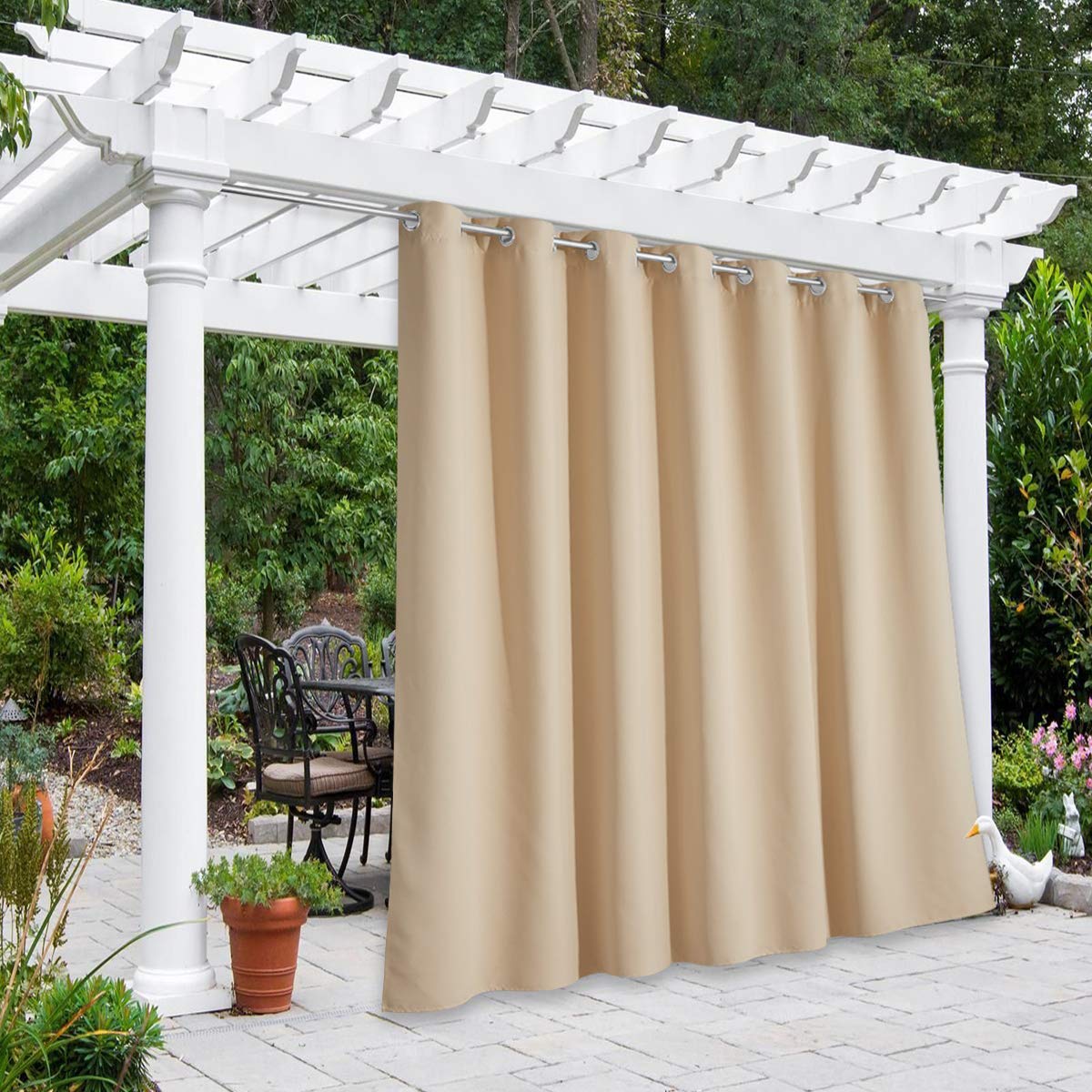 NICETOWN Fade Resistant Outdoor Curtains for Patio 84 inch Long, Grade 4 Color Fastness Fade-Proof Waterproof Outside Curtains, Thermal UV Protection Sun Shades for Porch, W52 x L84, 2 Panels, Grey