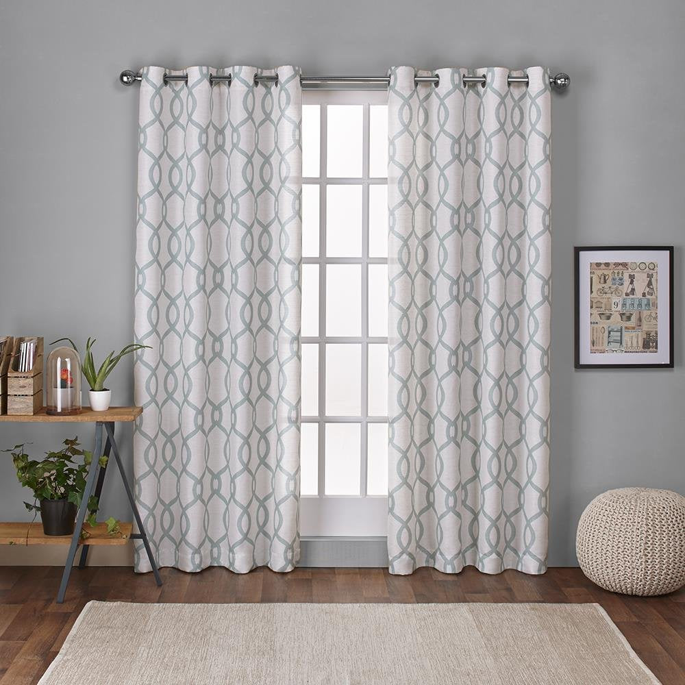 EXCLUSIVE HOME Kochi Light Filtering Linen Blend Grommet Top Curtain Panel Pair, 54"x84", Teal