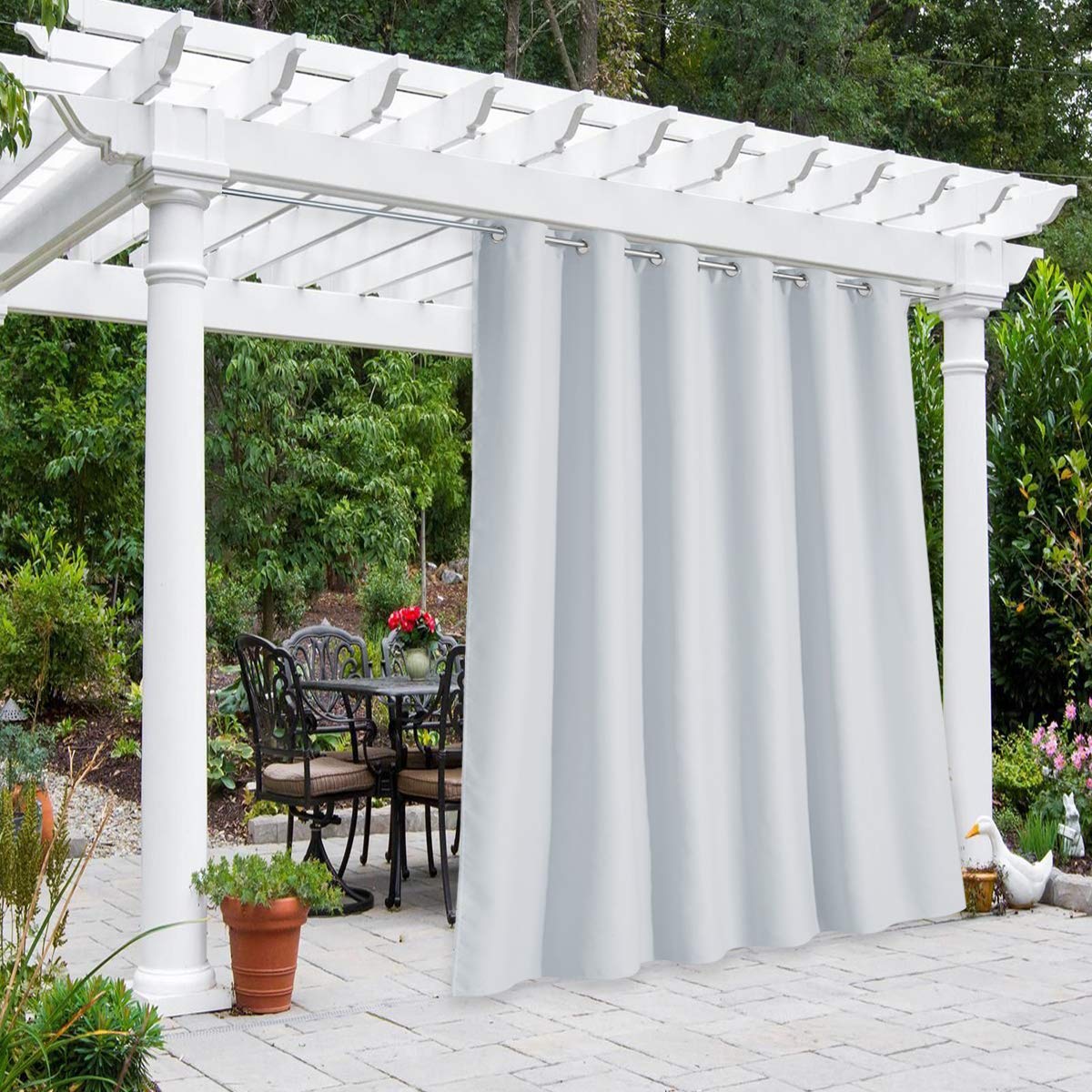 NICETOWN Fade Resistant Outdoor Curtains for Patio 84 inch Long, Grade 4 Color Fastness Fade-Proof Waterproof Outside Curtains, Thermal UV Protection Sun Shades for Porch, W52 x L84, 2 Panels, Grey
