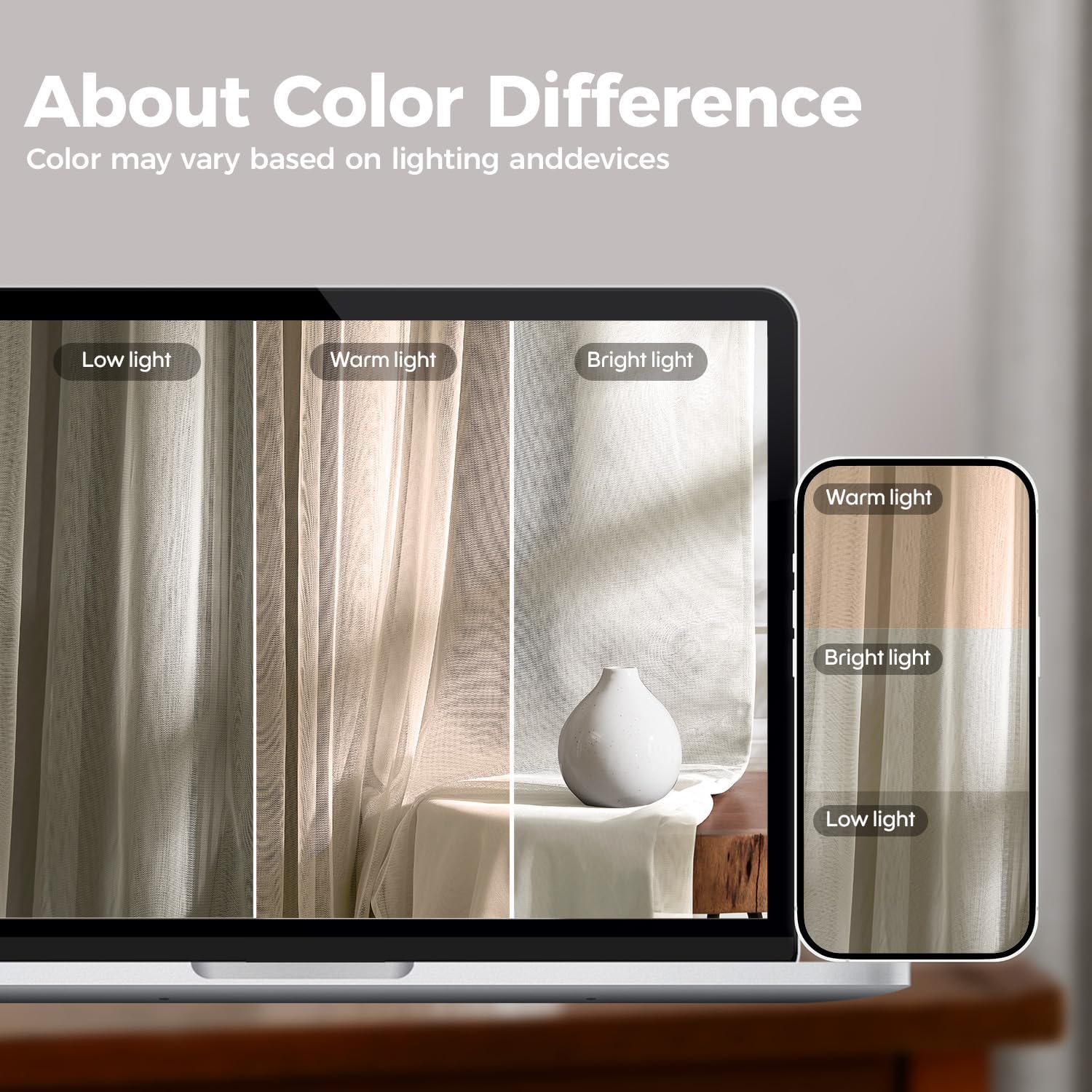 100% Blackout Curtains for Bedroom, Double Layer Ivory Curtains, Black Out Curtain 96 inch Long with Sheer Overlay for Living Room, Room Darkening Window Drapes with Grommet, 52" W x 96" L