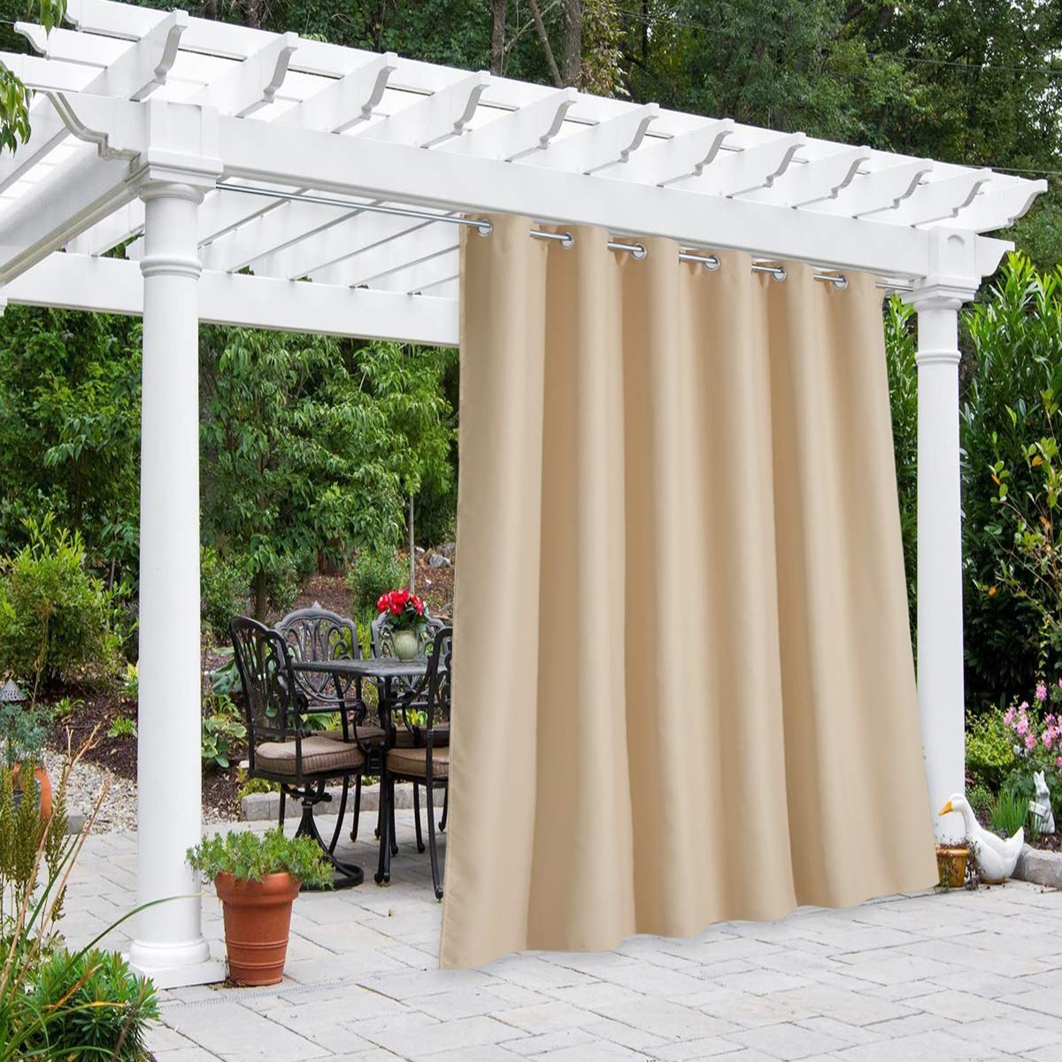 NICETOWN Fade Resistant Outdoor Curtains for Patio 84 inch Long, Grade 4 Color Fastness Fade-Proof Waterproof Outside Curtains, Thermal UV Protection Sun Shades for Porch, W52 x L84, 2 Panels, Grey