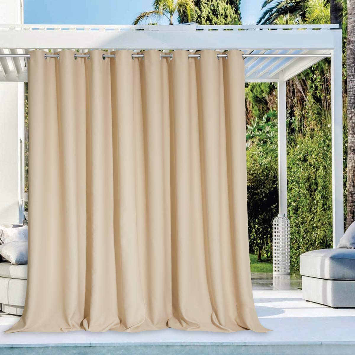 NICETOWN Fade Resistant Outdoor Curtains for Patio 84 inch Long, Grade 4 Color Fastness Fade-Proof Waterproof Outside Curtains, Thermal UV Protection Sun Shades for Porch, W52 x L84, 2 Panels, Grey