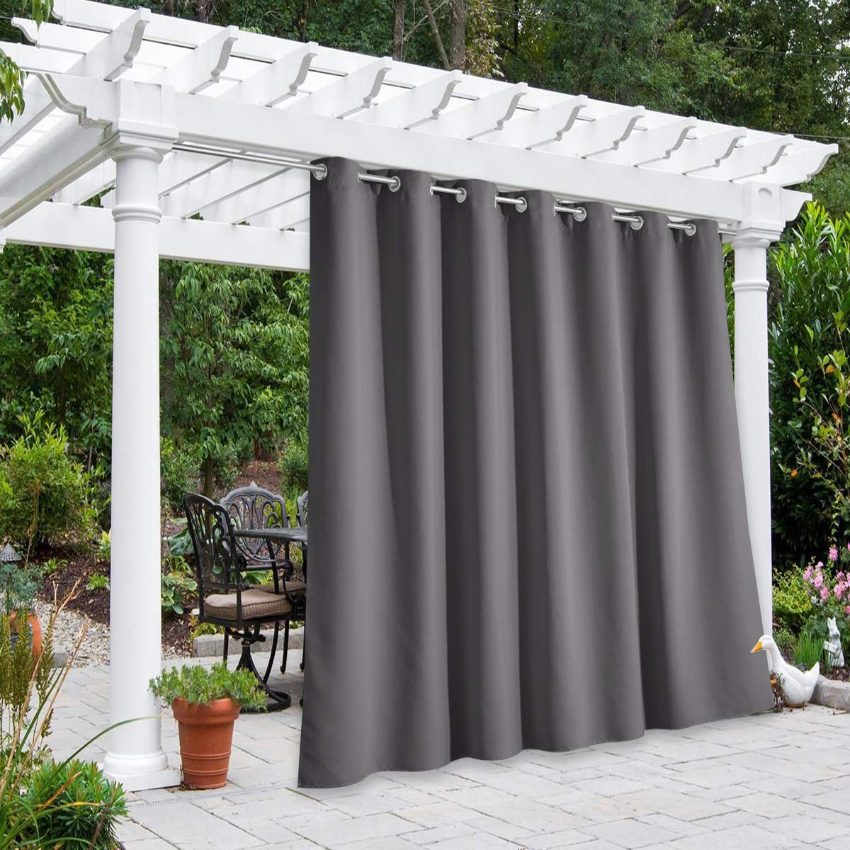 NICETOWN Fade Resistant Outdoor Curtains for Patio 84 inch Long, Grade 4 Color Fastness Fade-Proof Waterproof Outside Curtains, Thermal UV Protection Sun Shades for Porch, W52 x L84, 2 Panels, Grey