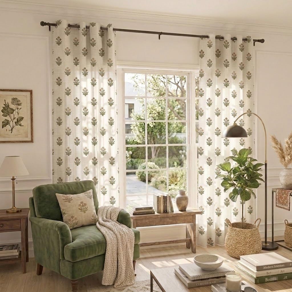 Vintage Patterned Curtains 96 Inches Long for Living Room 2 Panel Set,Pattern Sheer Floral Farmhouse Boho Hippie Aztec Fall Linen Decorative Curtains for Bedroom,Terra Cotta Rust Burnt Orange