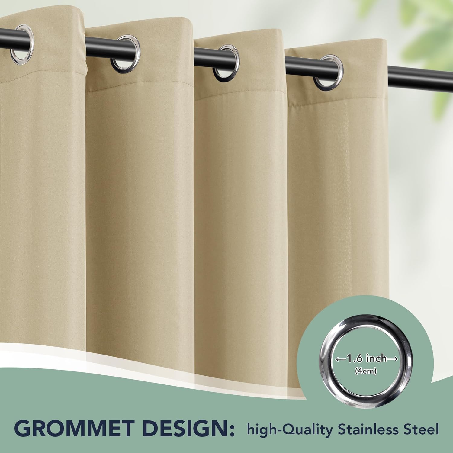 Outdoor Curtains for Patio Waterproof - 8 Panels Privacy Weatherproof Outside Curtains with Grommets for Pergola, Gazebo, Porch, Cabana, Balcony, 54 x 84 Inch, Cream