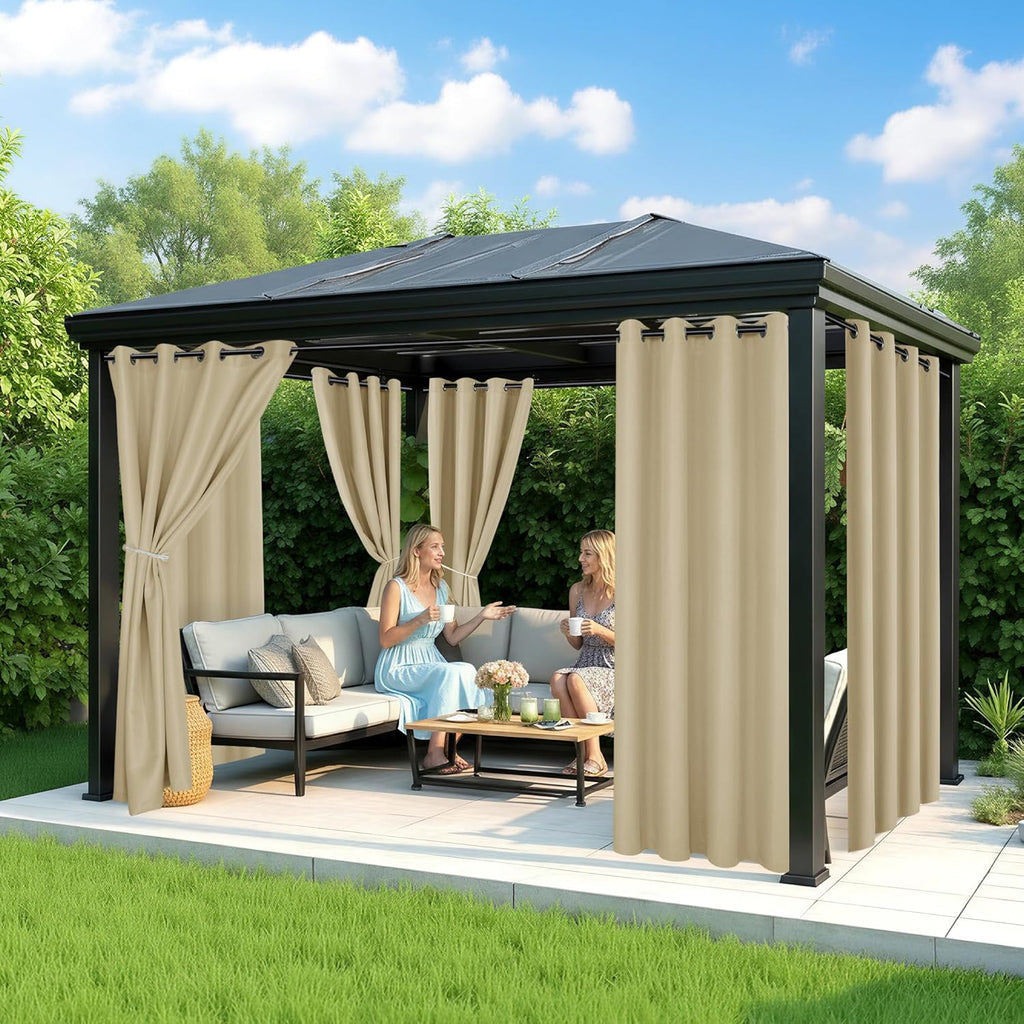 Outdoor Curtains for Patio Waterproof - 8 Panels Privacy Weatherproof Outside Curtains with Grommets for Pergola, Gazebo, Porch, Cabana, Balcony, 54 x 84 Inch, Cream