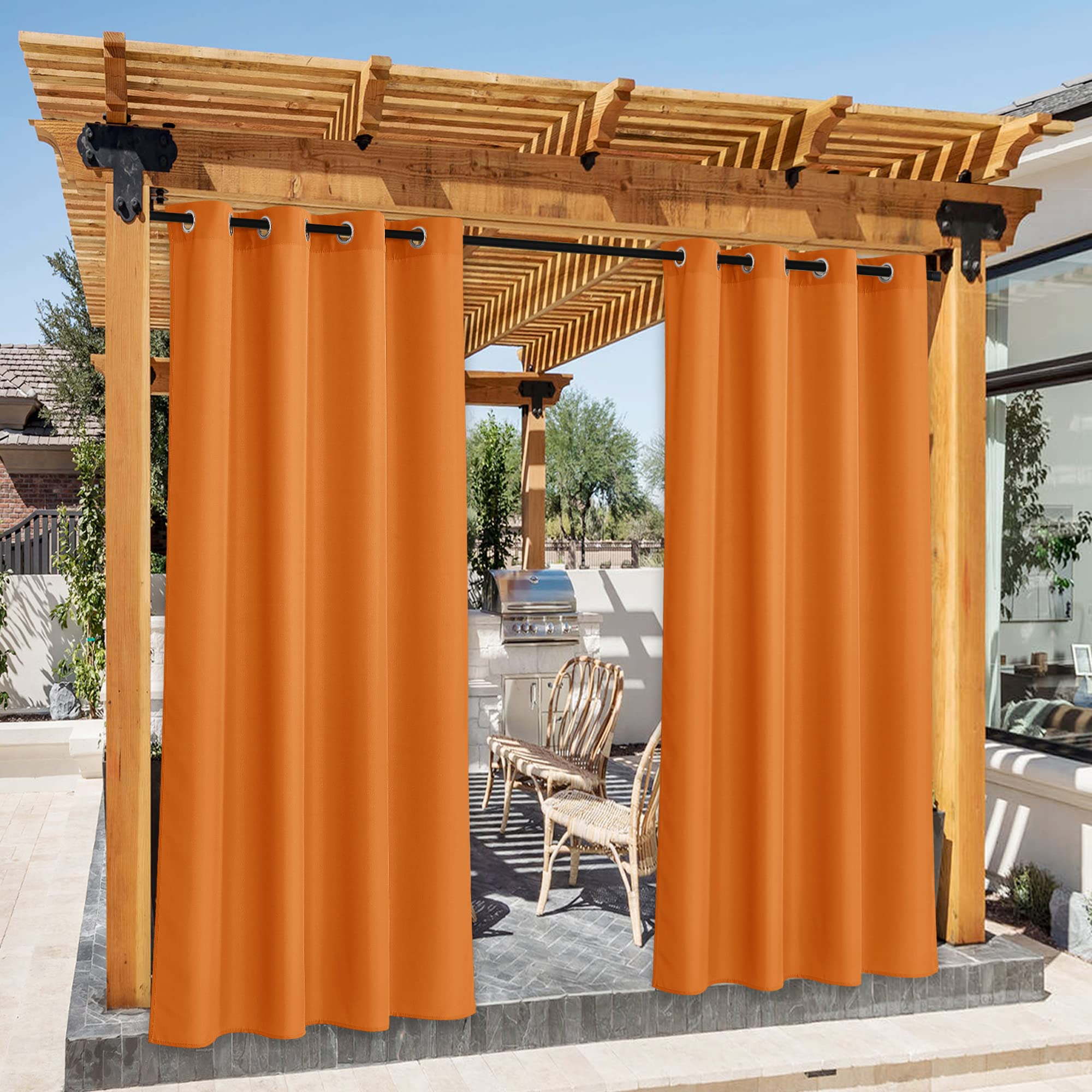NICETOWN Fade Resistant Outdoor Curtains for Patio 84 inch Long, Grade 4 Color Fastness Fade-Proof Waterproof Outside Curtains, Thermal UV Protection Sun Shades for Porch, W52 x L84, 2 Panels, Grey