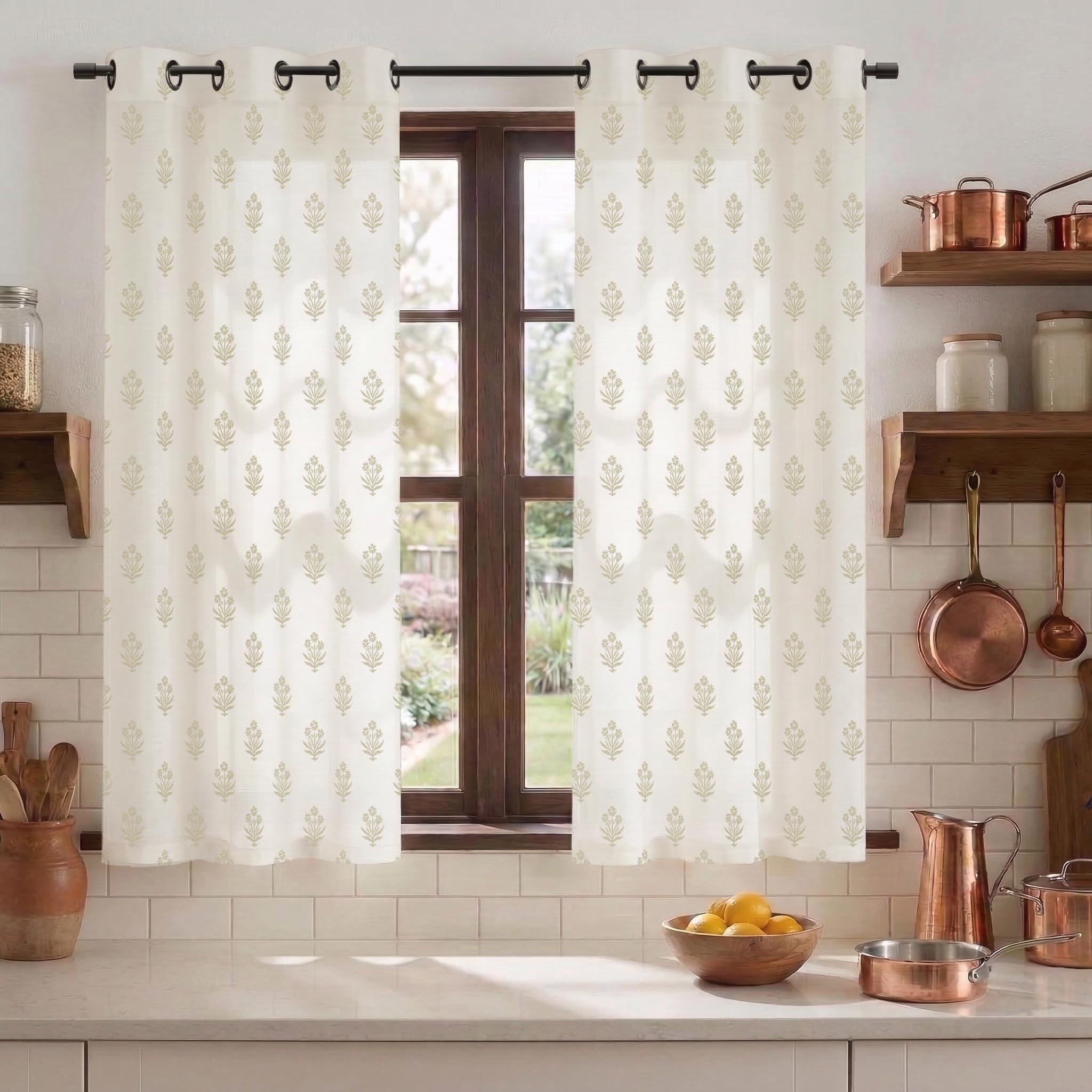 Vintage Patterned Curtains 96 Inches Long for Living Room 2 Panel Set,Pattern Sheer Floral Farmhouse Boho Hippie Aztec Fall Linen Decorative Curtains for Bedroom,Terra Cotta Rust Burnt Orange
