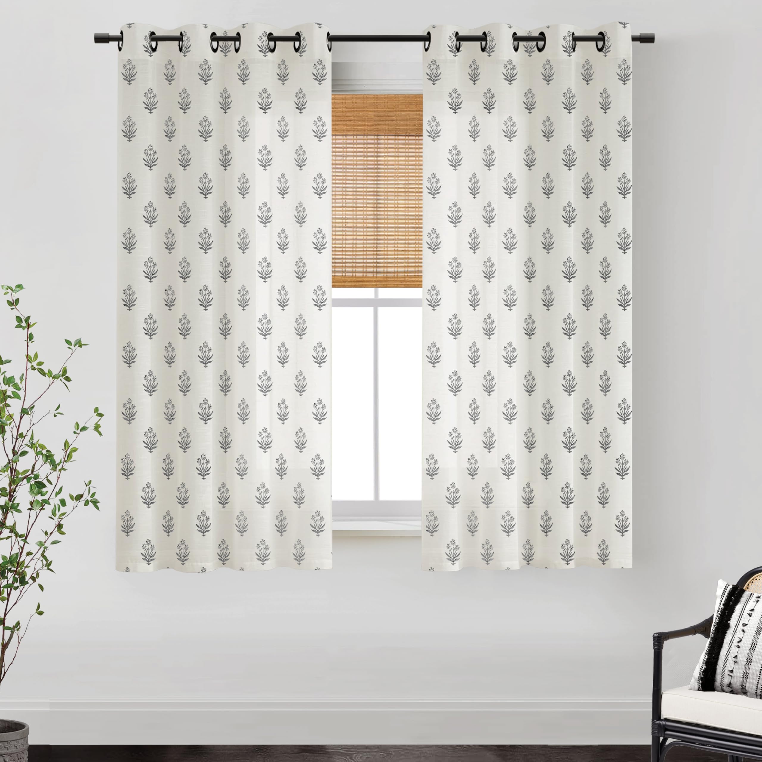Vintage Patterned Curtains 96 Inches Long for Living Room 2 Panel Set,Pattern Sheer Floral Farmhouse Boho Hippie Aztec Fall Linen Decorative Curtains for Bedroom,Terra Cotta Rust Burnt Orange