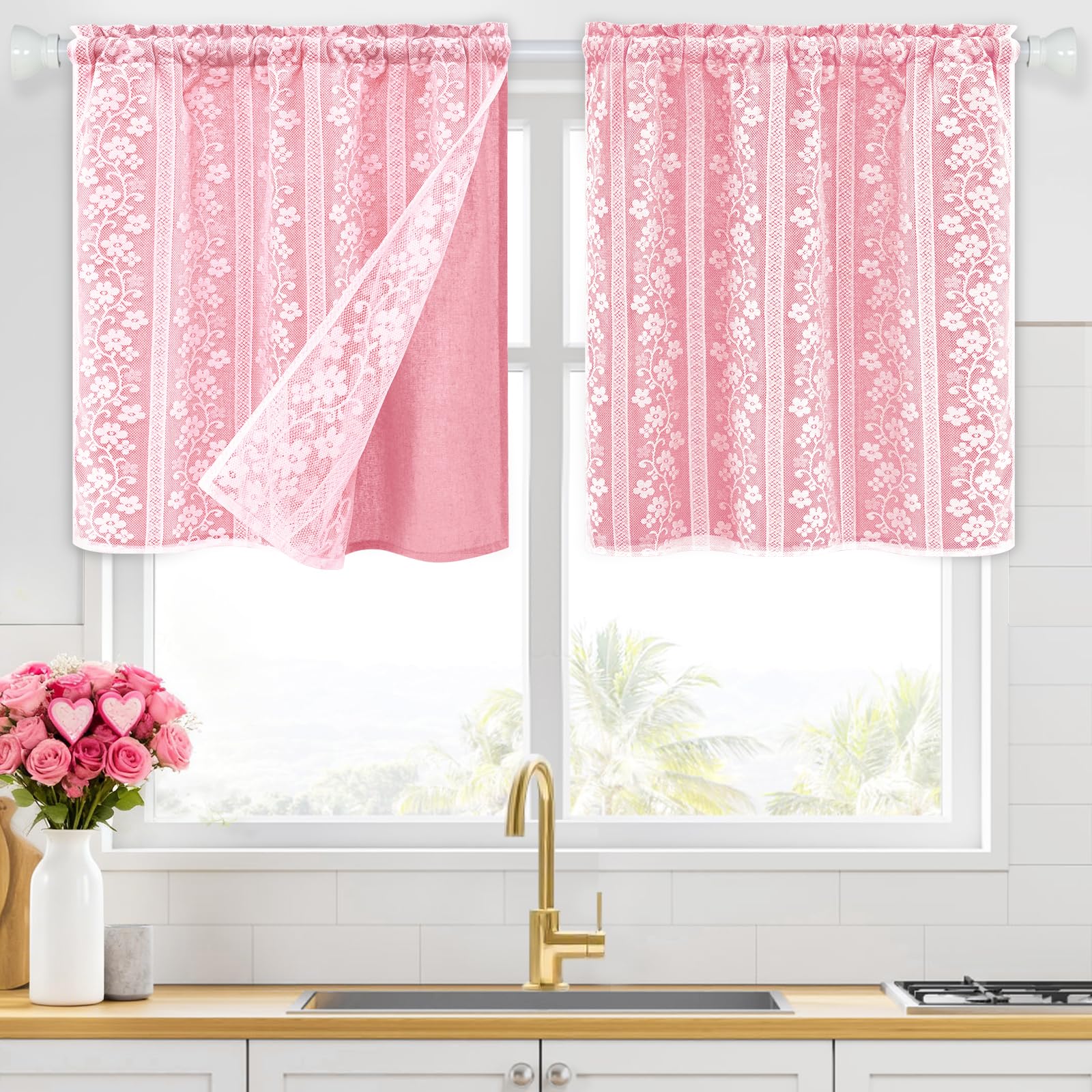 ASPMIZ Linen Curtains for Bedroom, Double Layered Boho Curtain for Living Room Farmhouse Curtain 84 Inch Length 2 Panels Set, Rustic Curtains & Drapes Rod Pocket with Tiebacks, 52 x 84 Inch, Beige