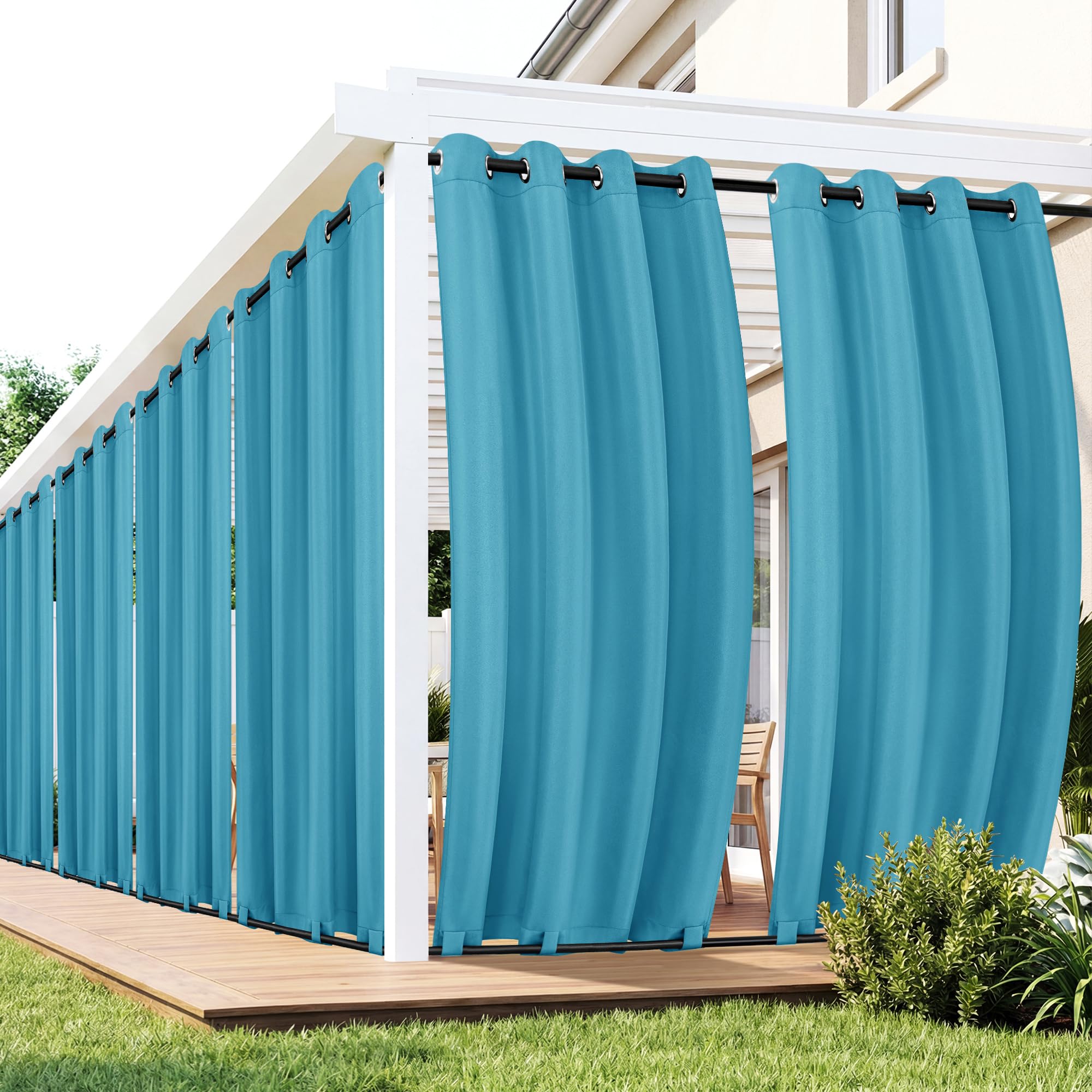 Outdoor Curtains for Patio Waterproof 6 Panels - Windproof, Privacy, Weatherproof Outside Drapes for Gazebo Pergola Porch, Grommet Top and Tab Bottom, 54x84 Inch, Cream