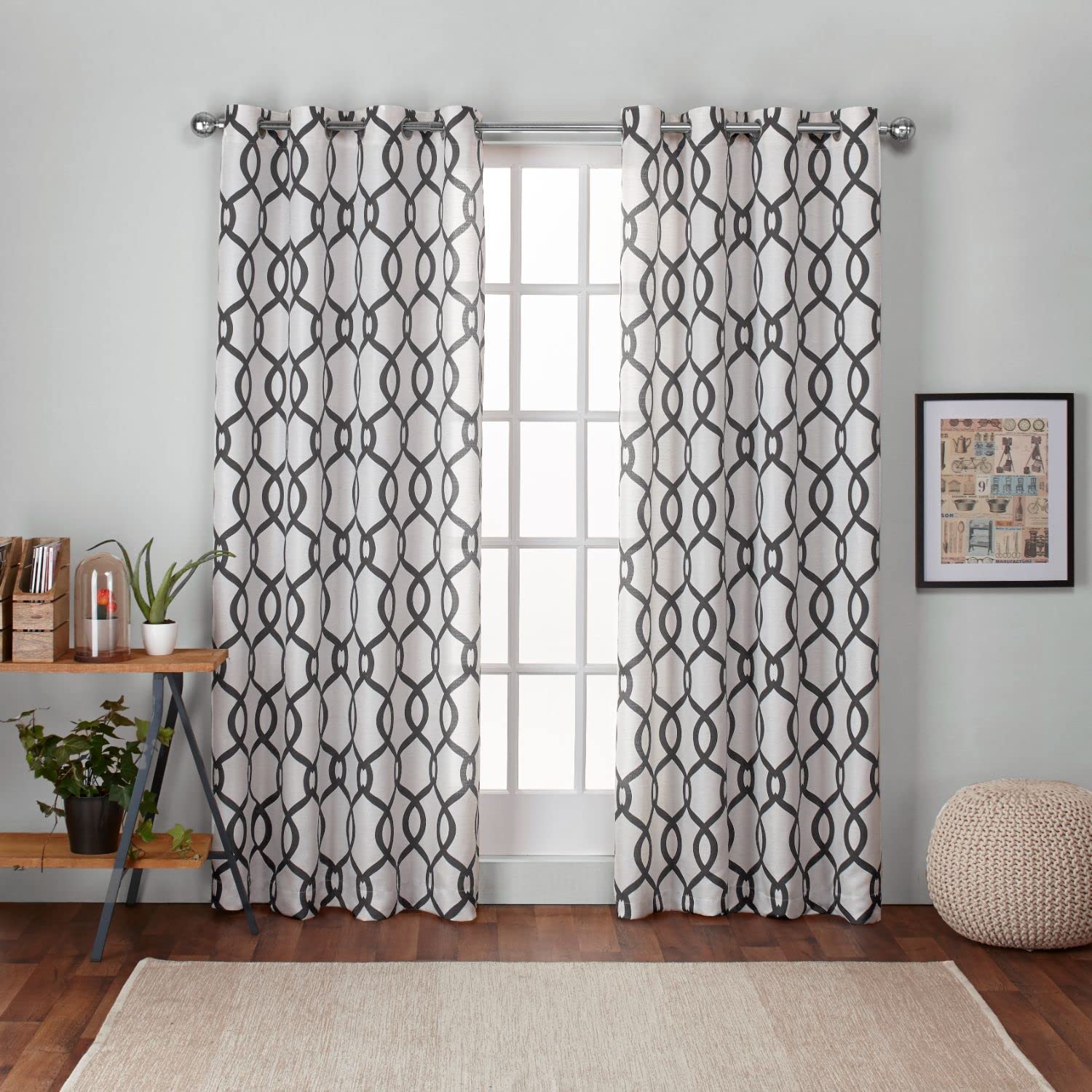 EXCLUSIVE HOME Kochi Light Filtering Linen Blend Grommet Top Curtain Panel Pair, 54"x84", Teal