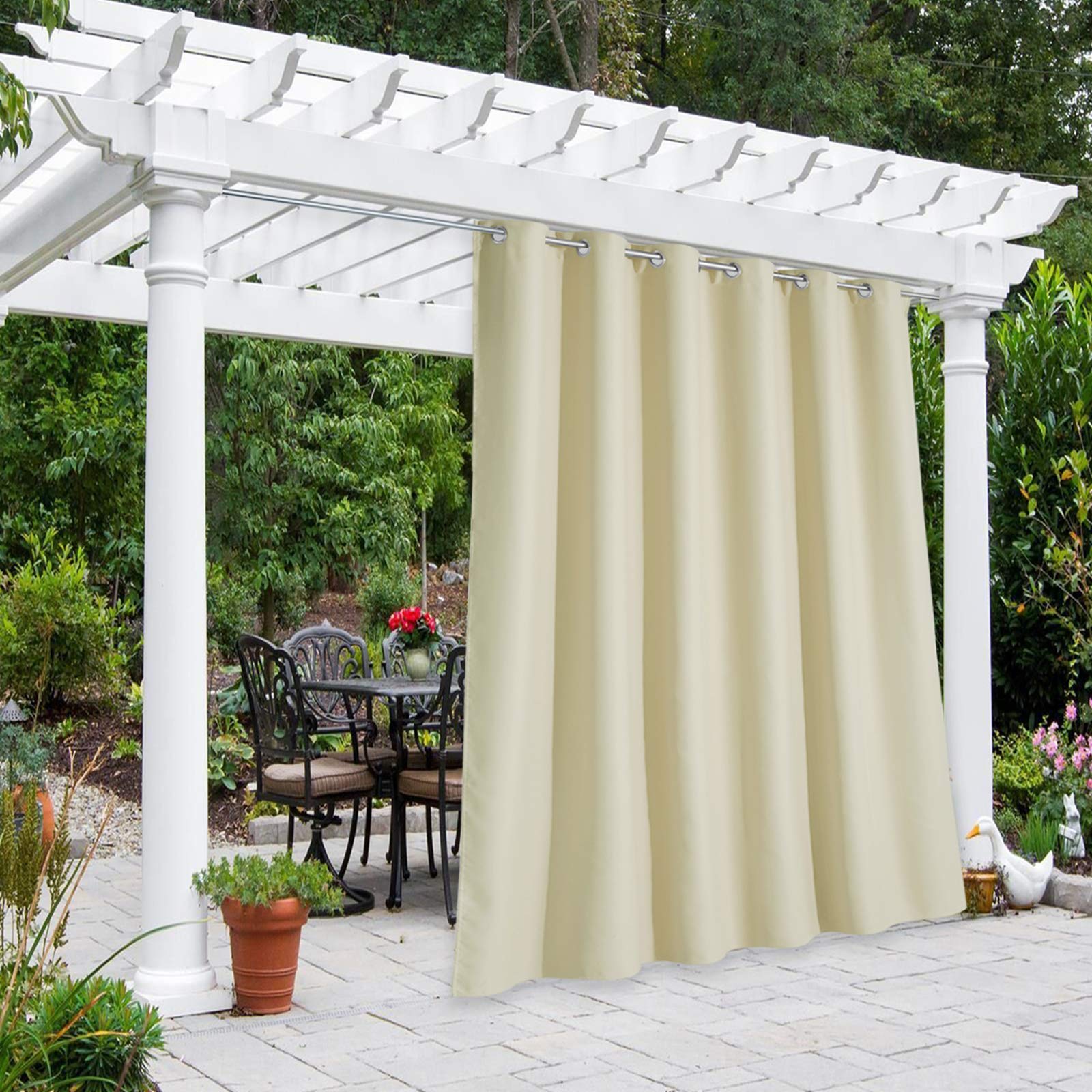 NICETOWN Fade Resistant Outdoor Curtains for Patio 84 inch Long, Grade 4 Color Fastness Fade-Proof Waterproof Outside Curtains, Thermal UV Protection Sun Shades for Porch, W52 x L84, 2 Panels, Grey